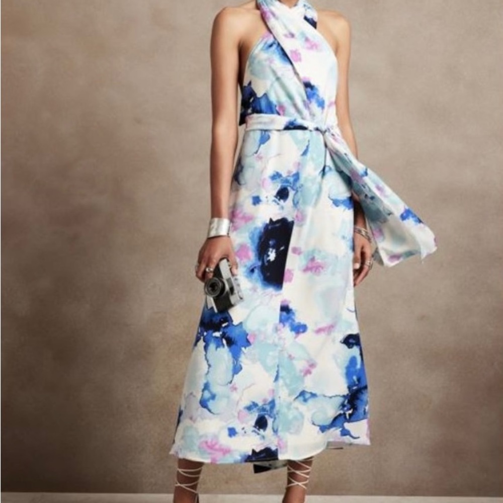 NWT Banana Republic halter maxi dress size L